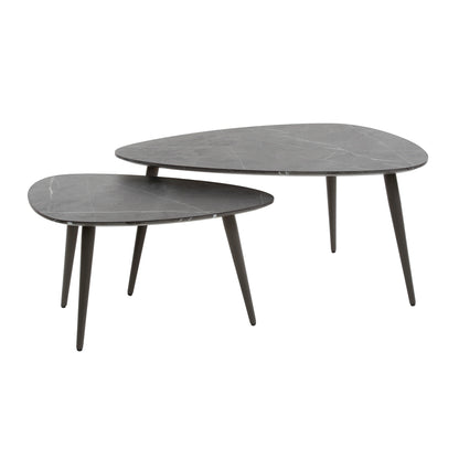 Salontafel Set Rogers | Peervorm | Zwart Melamine