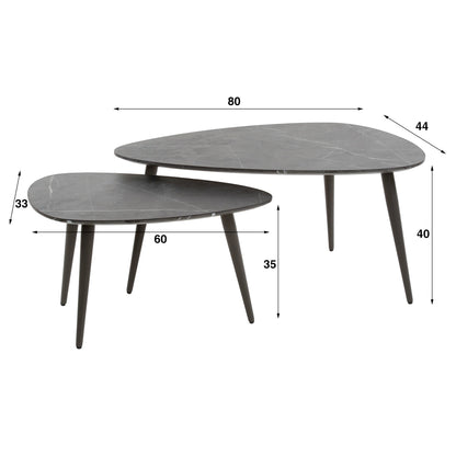 Salontafel Set Rogers | Zwart Melamine