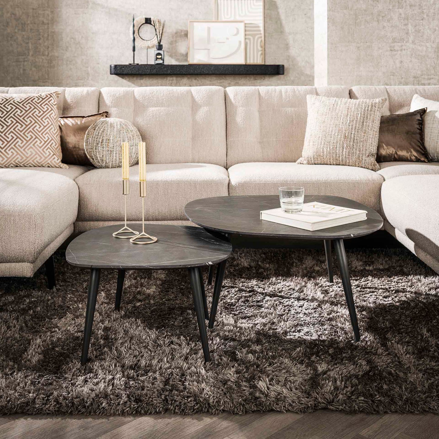 Salontafel Set Rogers | Organisch | Zwart Melamine