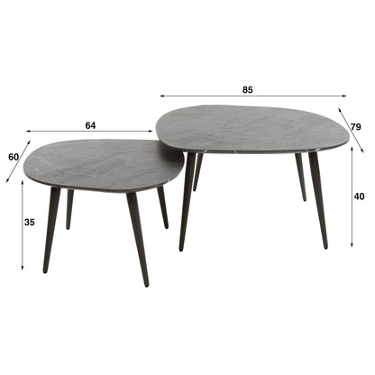 Salontafel Set Rogers | Organisch | Zwart Melamine