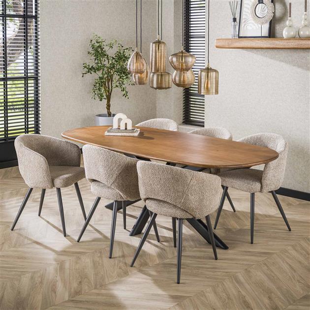 Eettafel Cliff | Mangohout  Naturel | 180cm