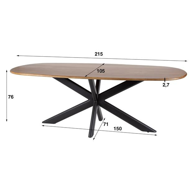 Eettafel Cliff | Mangohout  Naturel | 180cm