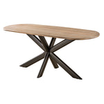 Eettafel Cliff mangohout  naturel 180cm, schuin vooraanzicht op witte achtergrond