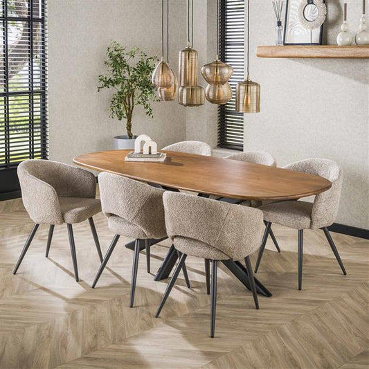 Eettafel Cliff | Mangohout Naturel | 215cm