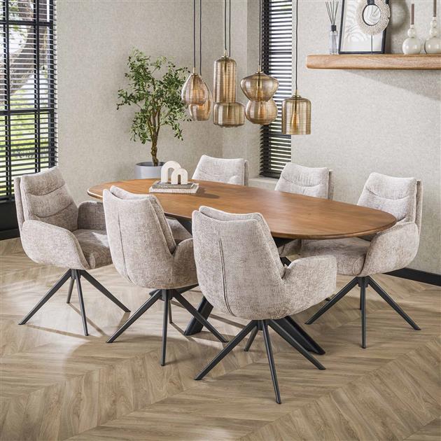 Eettafel Cliff | Mangohout Naturel | 215cm
