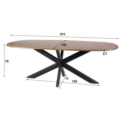 Eettafel Cliff | Mangohout Naturel | 215cm