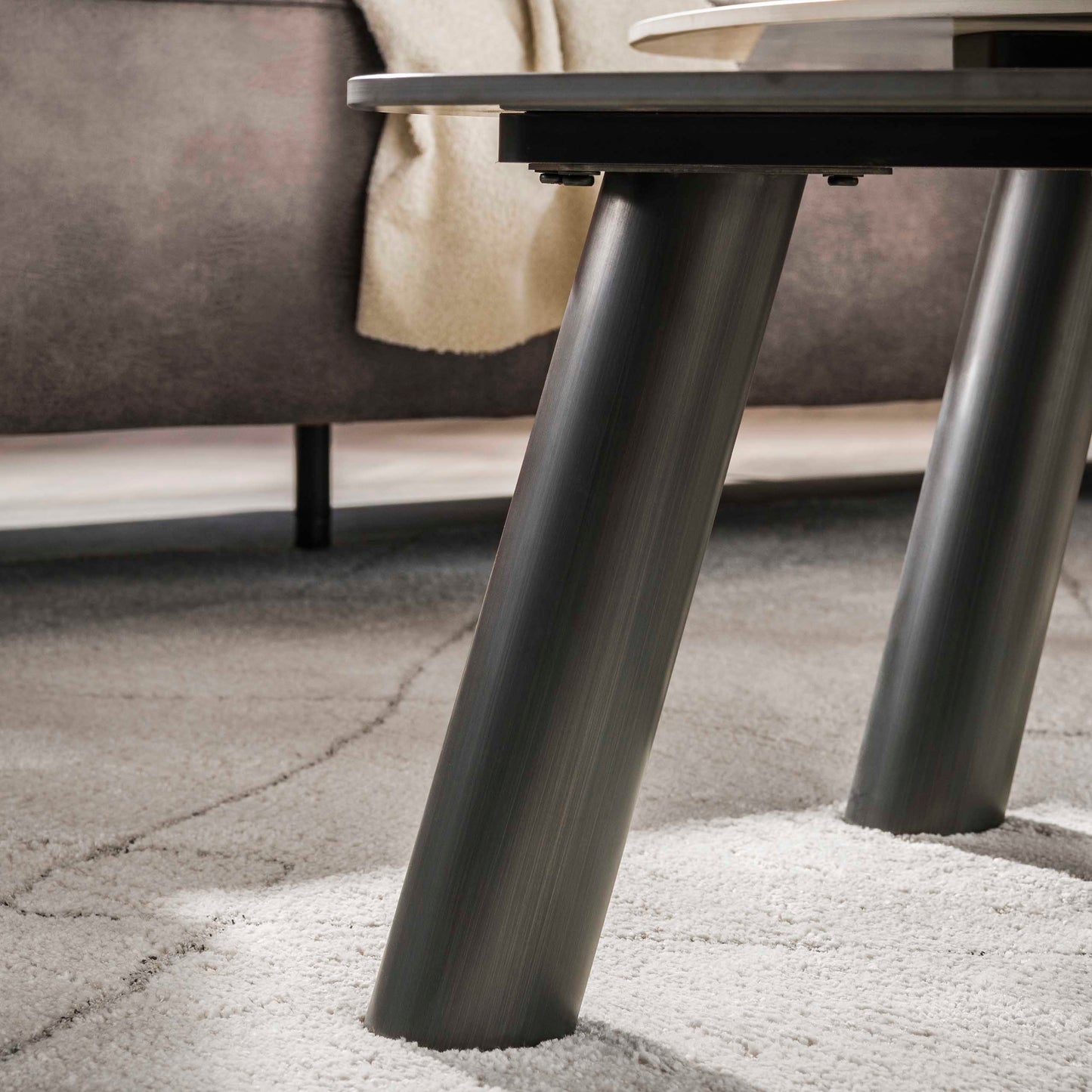 Salontafel Lumis | keramiek travertin zwart/grijs Organisch | Set Van 2