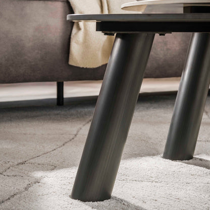 Salontafel Lumis | keramiek travertin zwart/grijs Organisch | Set Van 2