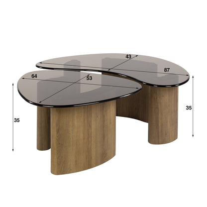Salontafel Zare | Set Van 2 | Brons Glas