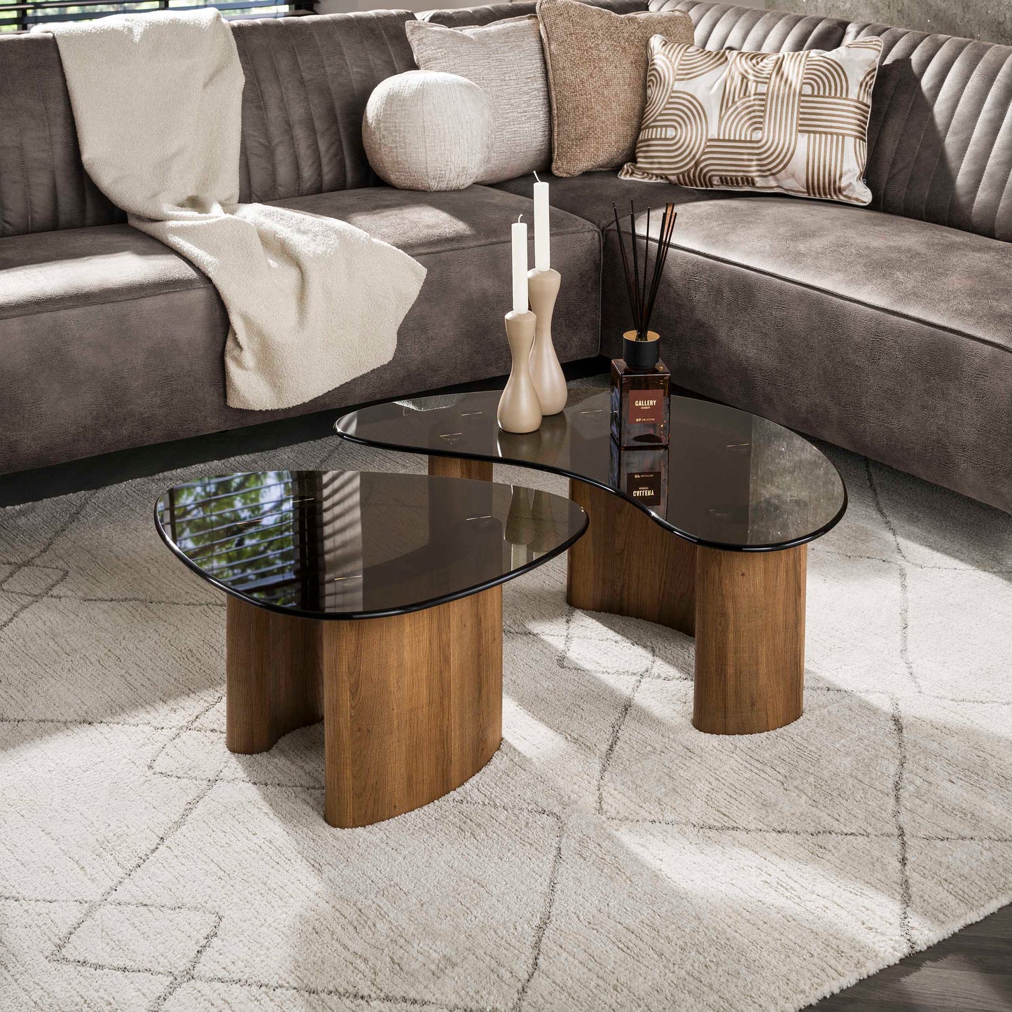 Salontafel Zare | Set Van 2 | Brons Glas
