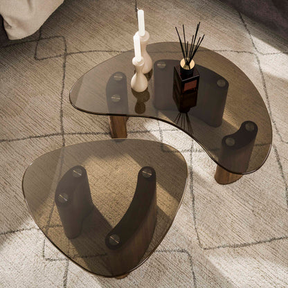 Salontafel Zare | Organisch | Set Van 2 | Brons Glas