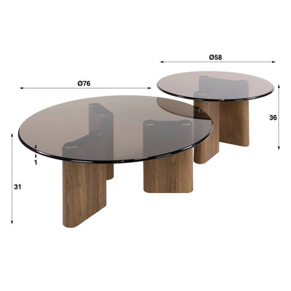 Salontafelset Tinto | Set van 2 | Brons Glas