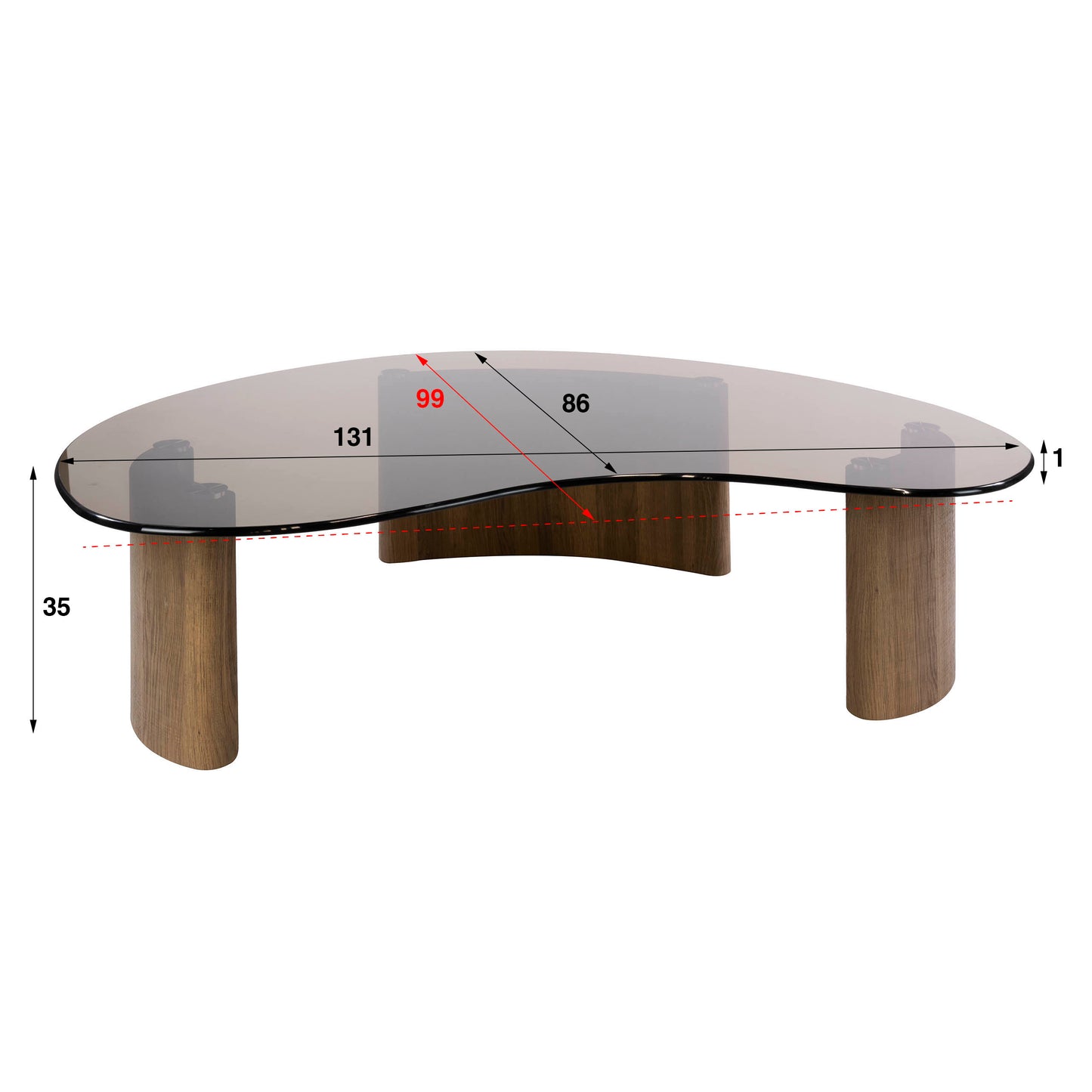 Salontafel Tinto organisch | Brons glas
