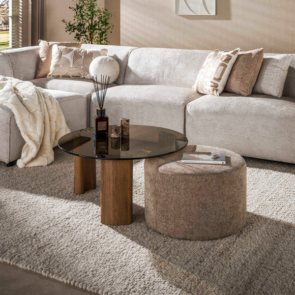 Salontafel Tinto | Inclusief Poef | Brons glas