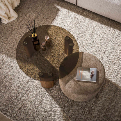 Salontafel Tinto | Inclusief Poef | Brons glas