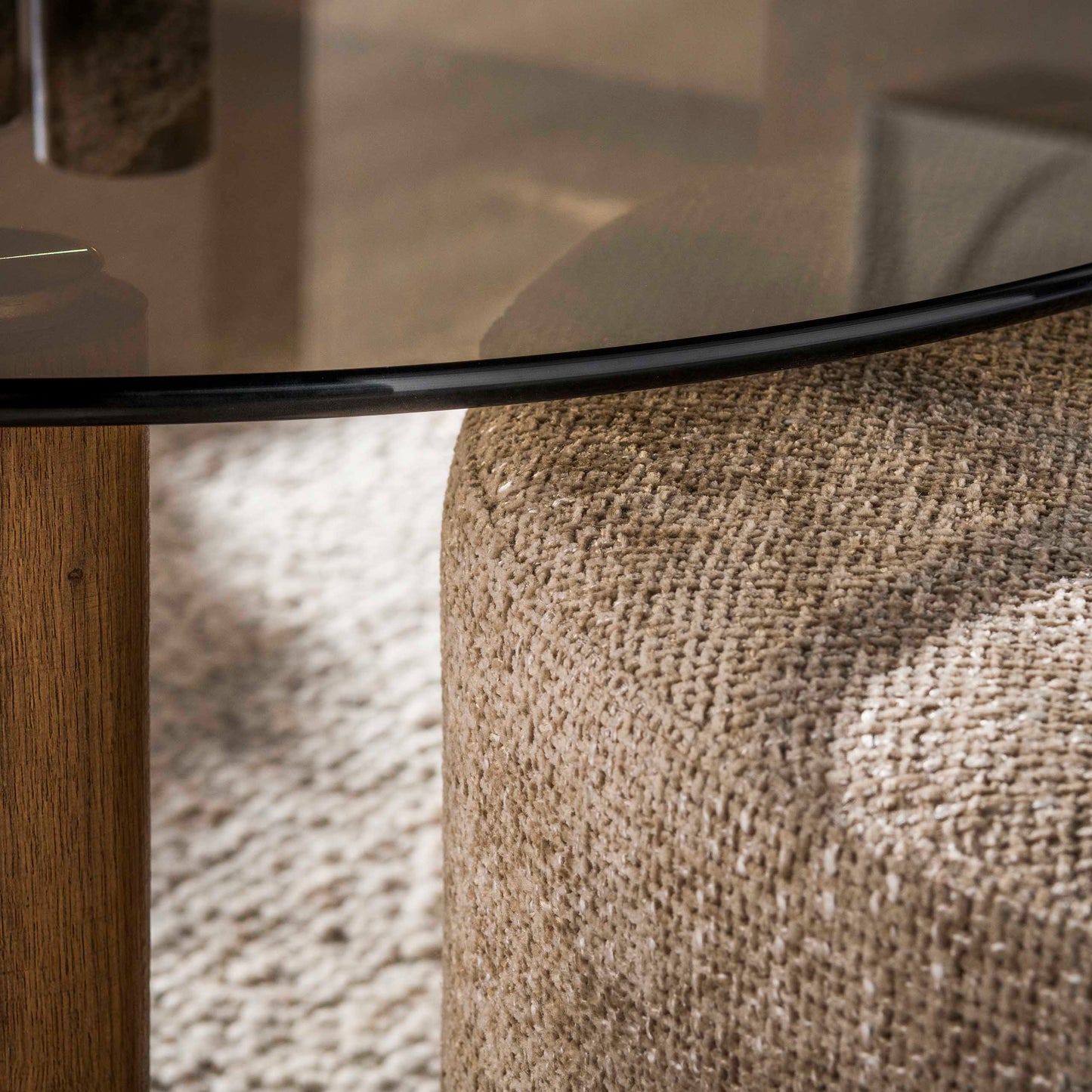 Salontafel Tinto | Inclusief Poef | Brons glas