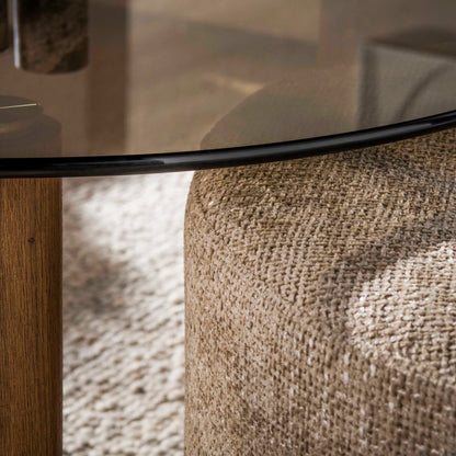 Salontafel Tinto | Inclusief Poef | Brons glas
