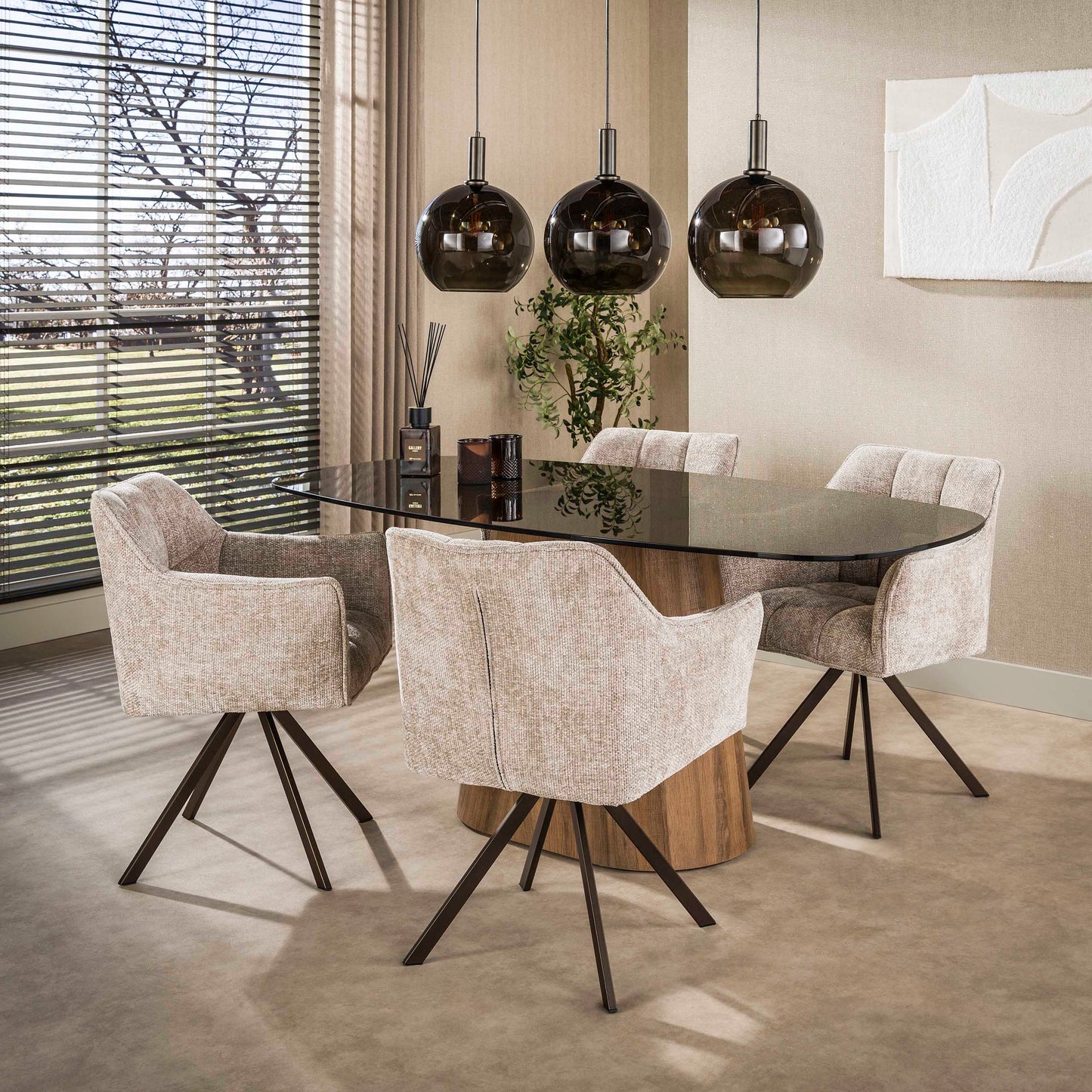 Eettafel Tinto | Bruin Glas