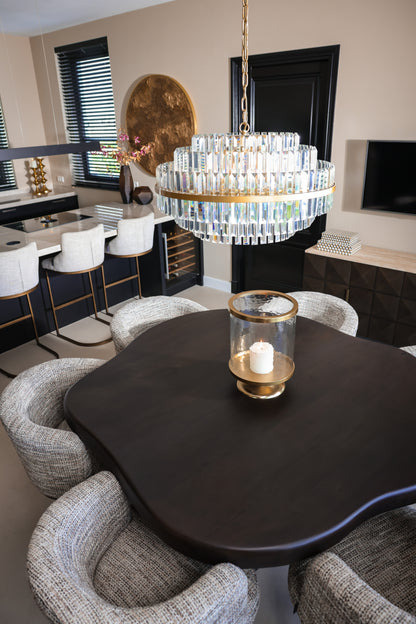 Eetkamerstoel Cheyenne grijs stof in een interieur