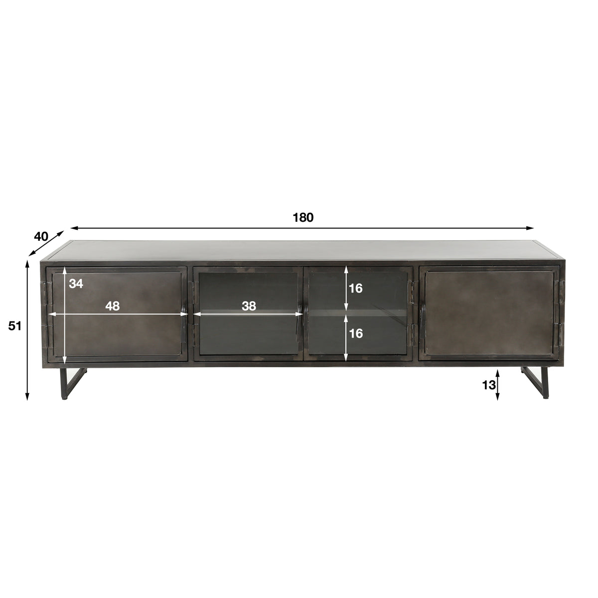 TV-Meubel Rift | Zwart Metaal