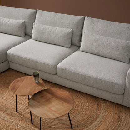 Hoekbank Como wit puente chaise lounge rond, detail van het materiaal
