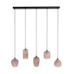 Hanglamp Altura 5-lichts sienna bruin-frosted, vooraanzicht op witte achtergrond