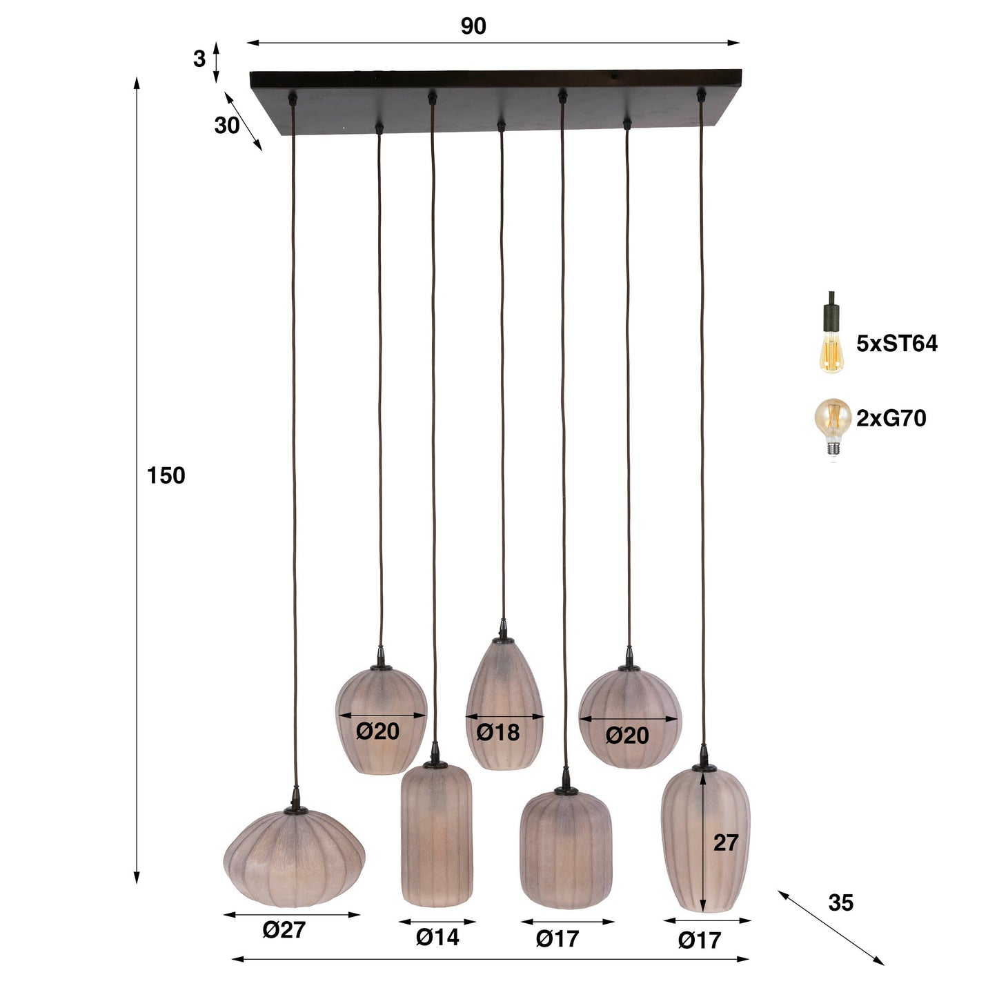 Hanglamp Altura | Sienna Bruin-Frosted