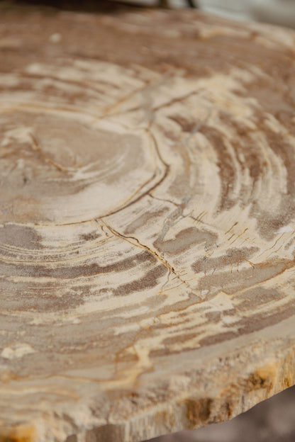 Salontafel New Khine | Set van 3 | Naturel Versteend Hout — Detail