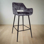 Barkruk Fallon | Horecahoogte | Antraciet Velvet