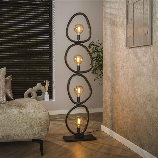 Vloerlamp Pebble | Metaal Zwart