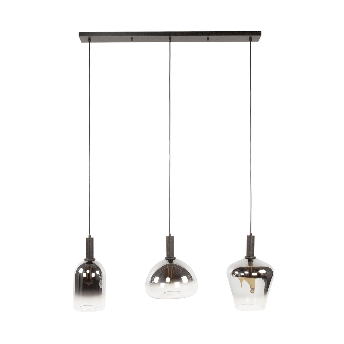 Hanglamp Celeste glas grijs, vooraanzicht op witte achtergrond