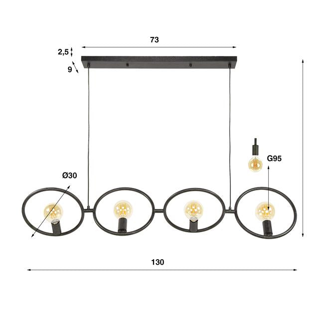 Hanglamp Avelyn | Metaal Zwart