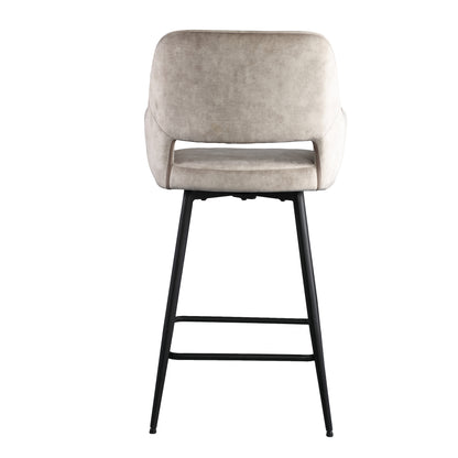 Barstoel Fallow kookeiland of bartafel beige velvet magazijn leegverkoop, achteraanzicht op witte achtergrond