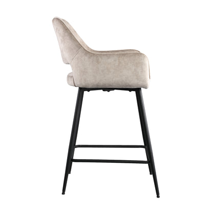 Barstoel Fallow kookeiland of bartafel beige velvet magazijn leegverkoop, zijaanzicht op witte achtergrond