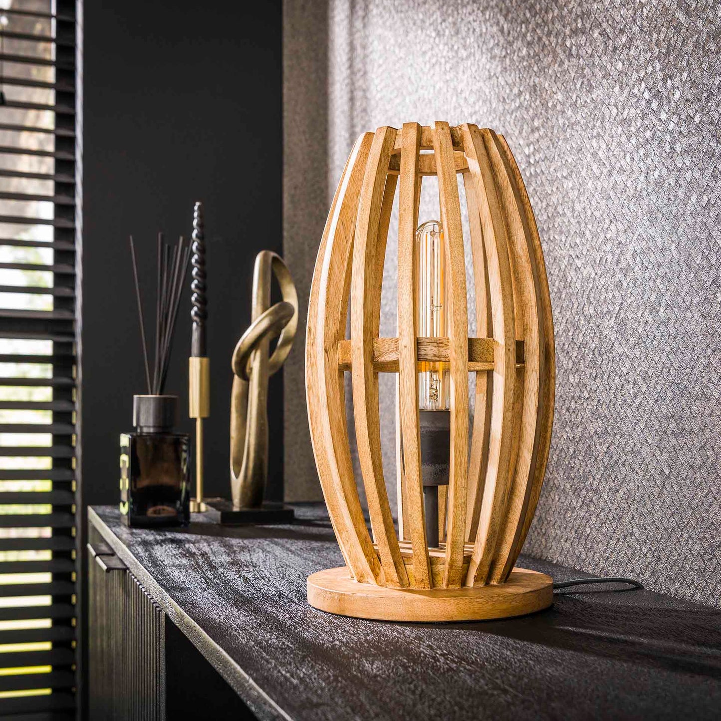 Tafellamp Orbit | Naturel Mangohout