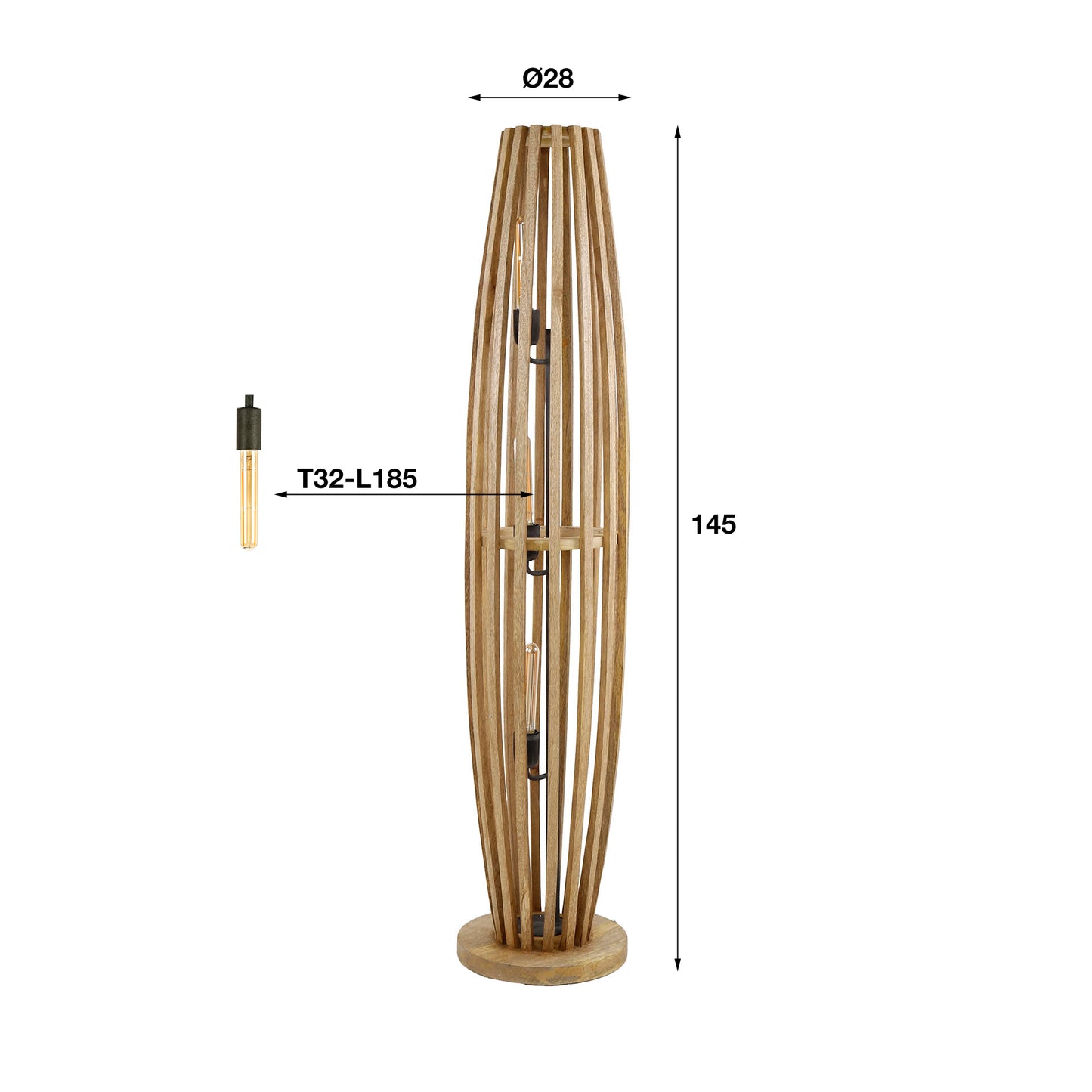Vloerlamp Orbit | L | Naturel Mangohout