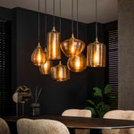 Hanglamp 7L Stripe Glass | Amberkleurig Glas