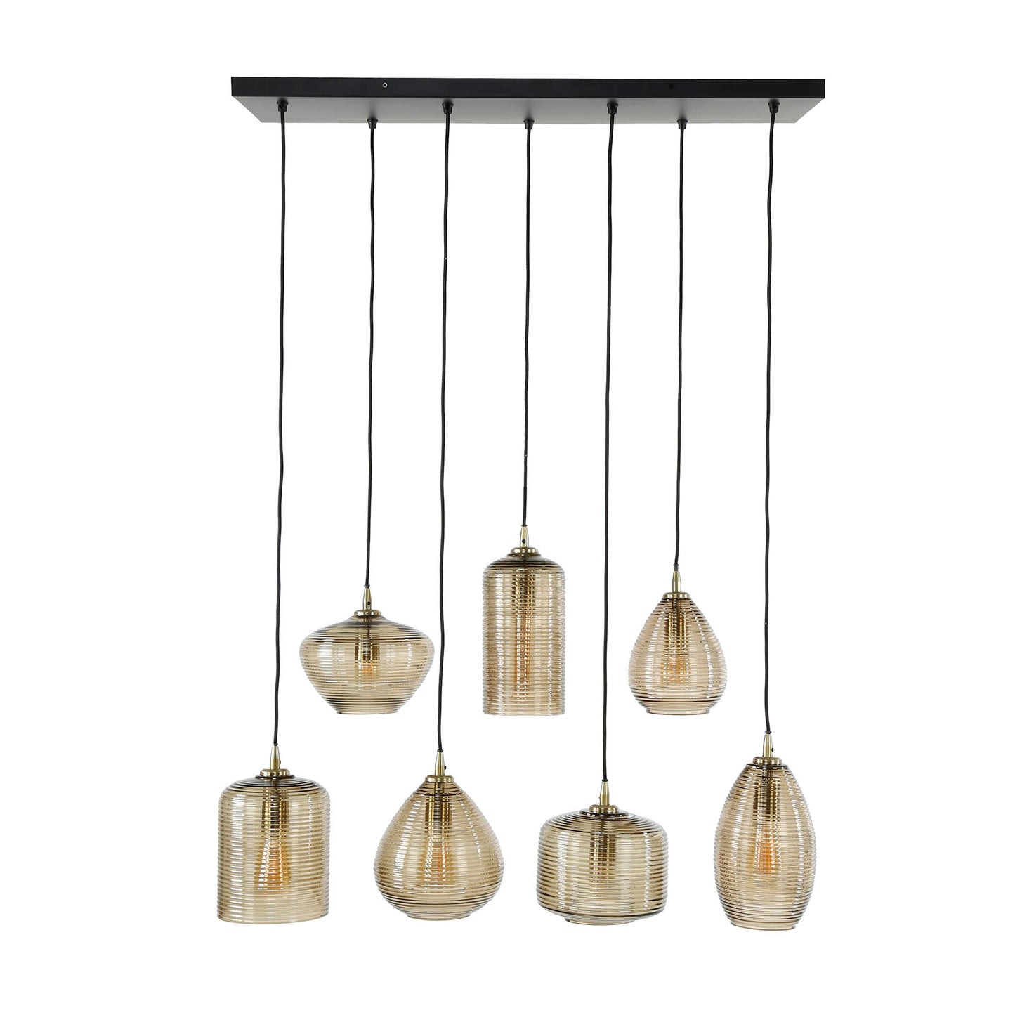 Hanglamp 7L Stripe Glass | Amberkleurig Glas