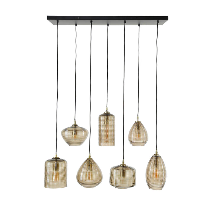 Hanglamp 7L Stripe Glass | Amberkleurig Glas