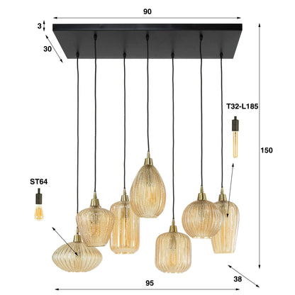Hanglamp Creek | Amberkleurig Glas