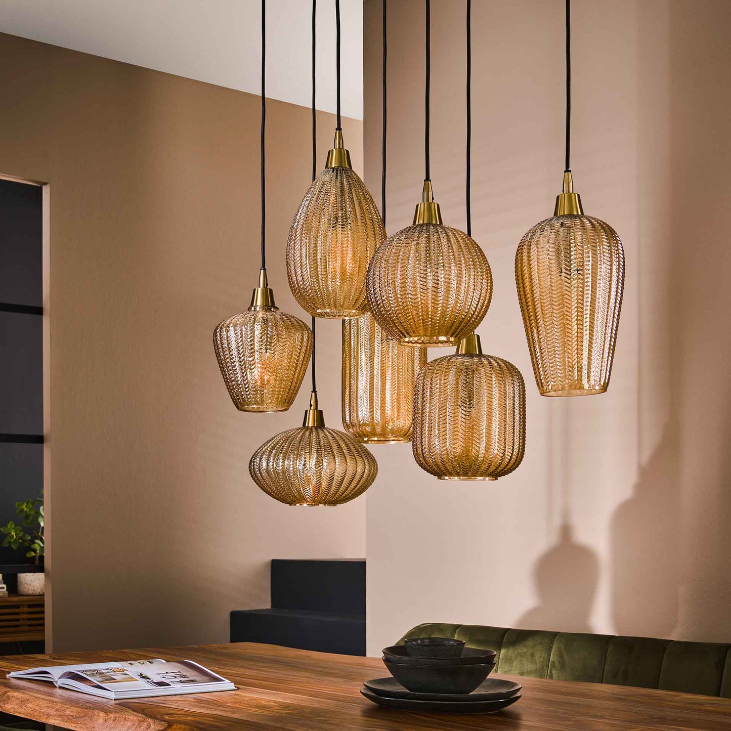 Hanglamp Creek | Amberkleurig Glas