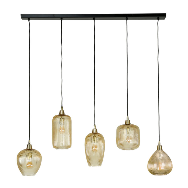 Hanglamp Bandon amberkleurig glas, vooraanzicht op witte achtergrond