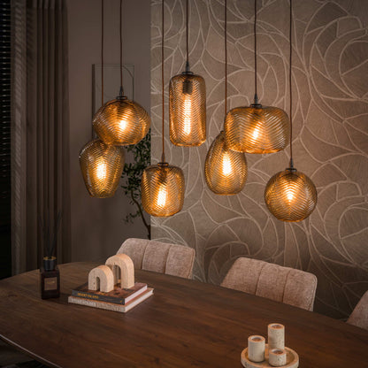 Hanglamp Chevron | 7 Lichts | Smoke Bruin Glas