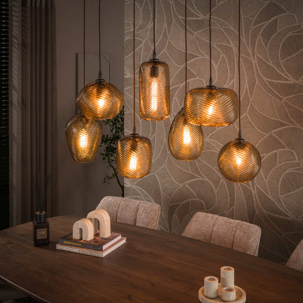 Hanglamp Chevron | 7 Lichts | Smoke Bruin Glas
