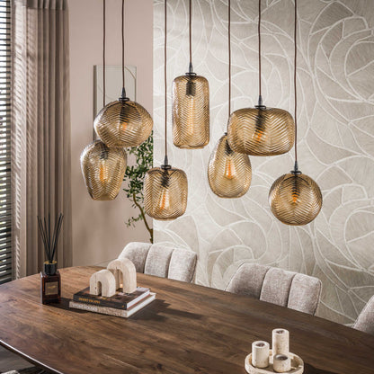 Hanglamp Chevron | 7 Lichts | Smoke Bruin Glas