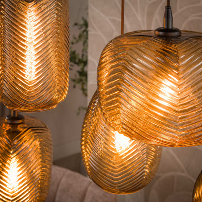 Hanglamp Chevron | 7 Lichts | Smoke Bruin Glas