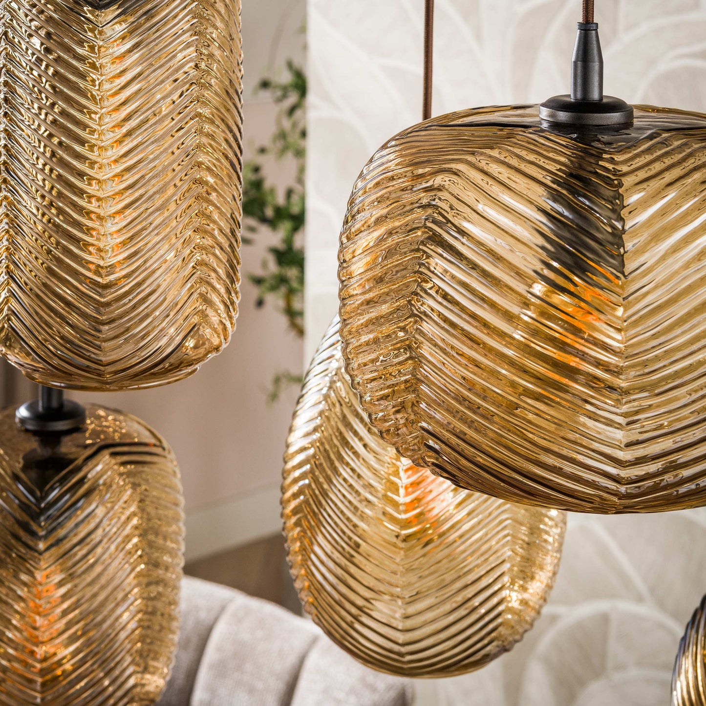 Hanglamp Chevron | 7 Lichts | Smoke Bruin Glas