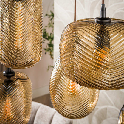 Hanglamp Chevron | 7 Lichts | Smoke Bruin Glas