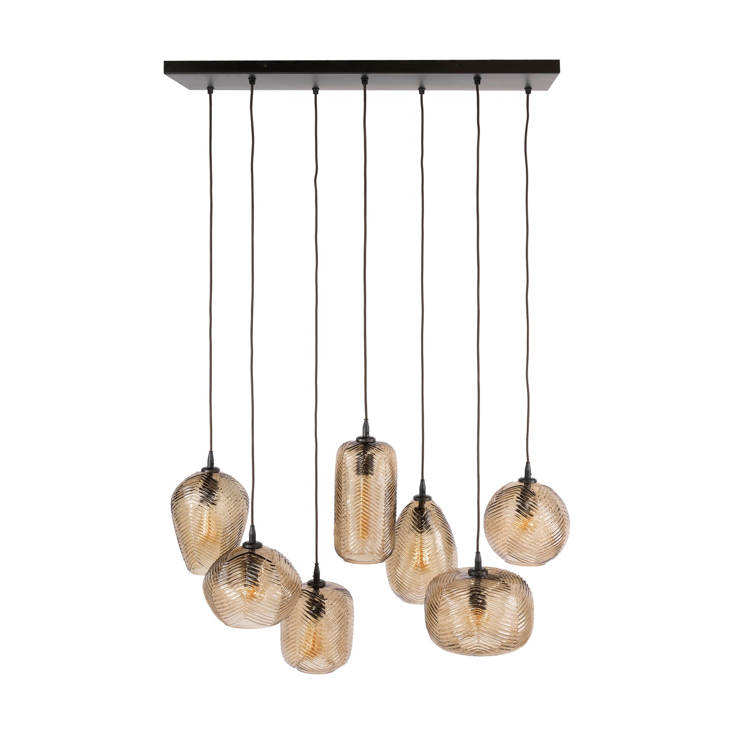 Hanglamp Chevron | 7 Lichts | Smoke Bruin Glas