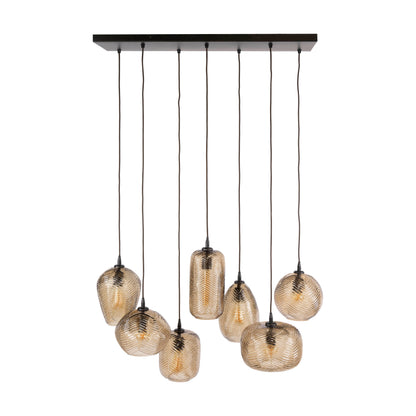 Hanglamp Chevron | 7 Lichts | Smoke Bruin Glas